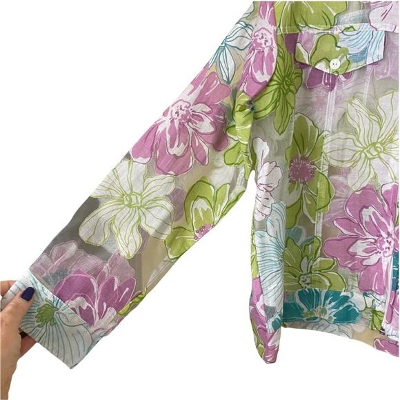 Vintage Keneth Too Sheer Floral Zippered Jacket Size Petite Large - Picture 6 of 6